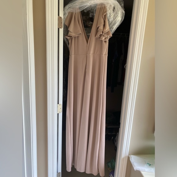Birdy Grey Hannah Crepe Taupe Bridesmaids Dress - Picture 2 of 4